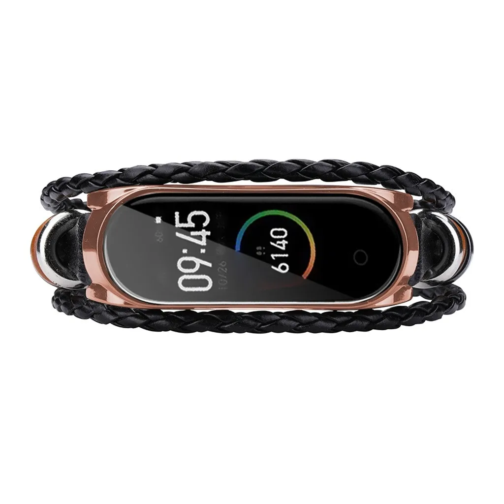 Модный кожаный браслет SmartBand с бусинами плетеный сменный ремешок для часов Xiaomi Mi