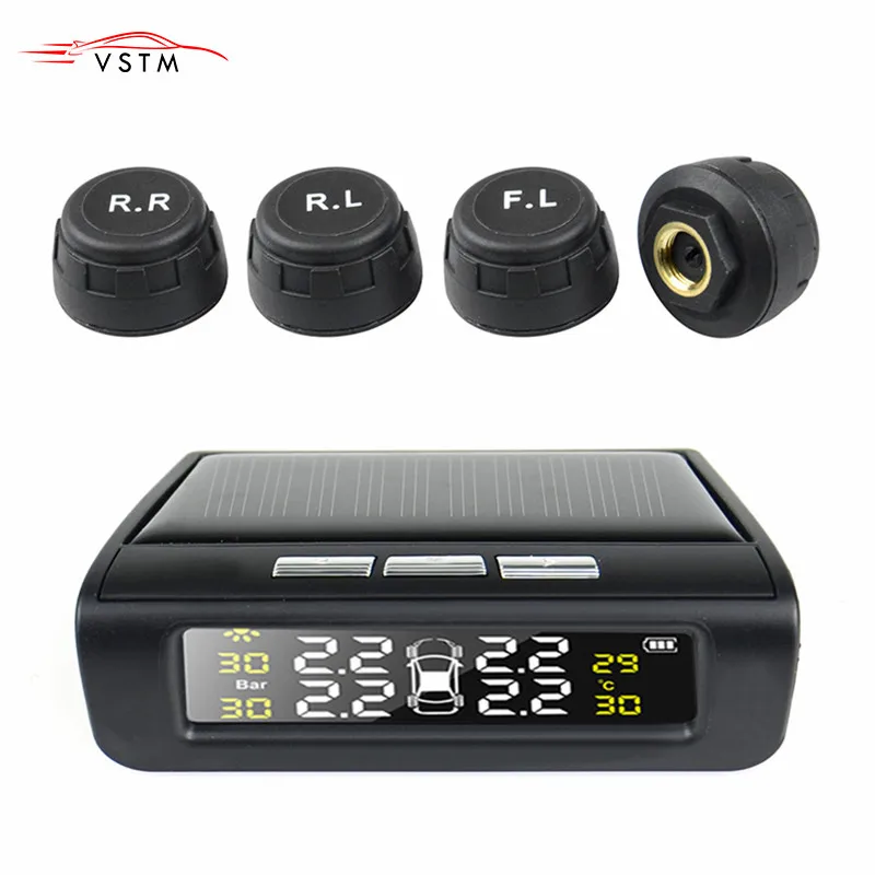 Солнечная мощность TPMS датчик давления в автомобильных шинах Система мониторинга tpms ЖК-дисплей внешний датчик авто Безопасность Предупреждение монитор