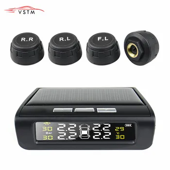 

Solar Power TPMS sensor Car Tire pressure alarm tpms Monitoring System LCD Display external sensor auto security warning monitor