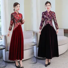 Осеннее и зимнее Новое Стильное свободное приталенное обтягивающее платье в китайском стиле большого размера с вышивкой в национальном стиле ретро