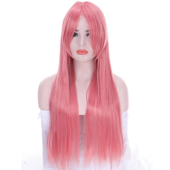 

LUPU Pink Long Straight Synthetic Wigs With Bangs For Women Heat Resistant Fiber Natural Fake Hair Cosplay Wig