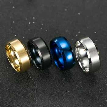 

Simple Stainless Steel Rings for Men Boutique Smooth Wedding Ring Men and Women Blue Black Gold Silver Color Ring Wholesale