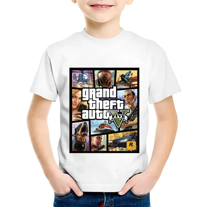 Bambini Fashion Print Gta Street Fight Long Con Gta 5 T-Shirt Bambini Vestiti Estivi Ragazzi/Ragazze Casual Top Baby Tees