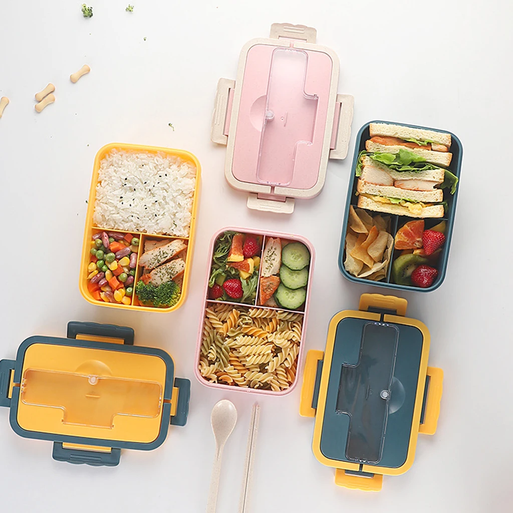 Portable Microwave Bento Box Separated Lunch Rectangle Box Office