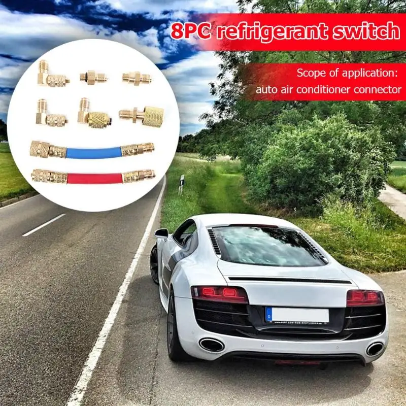 Горячая Распродажа, гибкие адаптеры, многофункциональные R134A R12 автомобильные авто кондиционеры, холодильные поворотные адаптеры, набор адаптеров