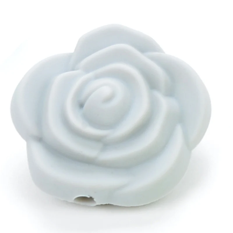 light gray LOFCA, 50 шт в наборе, двойной уход за кожей лица силиконовые в форме цветка бусины Роза прорезывания зубов очаровательный Прорезыватель для зубов, жевательная резиновая горячая Распродажа Цепочки и ожерелья мягкая жевательная игрушка в подарок - Цвет: light gray