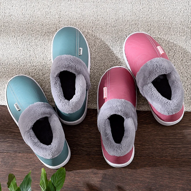 New 2020 Winter Waterproof Women Cotton Shoes Plush Women Slippers Warm Fur Thicken Cotton-Padded Home Slipper Indoor Flat Shoes