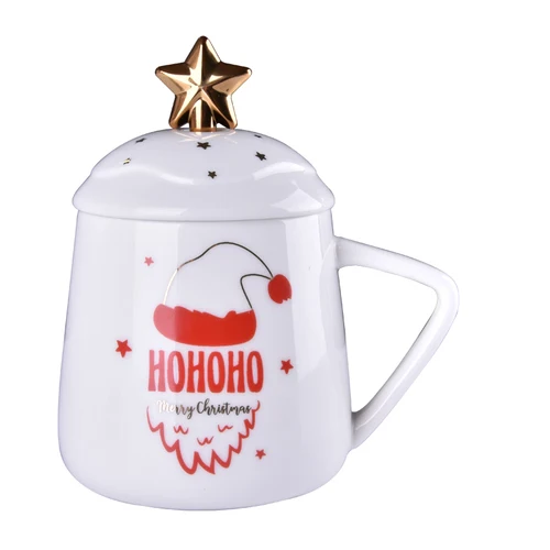 Встряхивание звука же Рождественская кружка с крышкой ложка творческий мультфильм прекрасный керамическая чашка завтрак молоко кофе Вода чашка - Цвет: A3