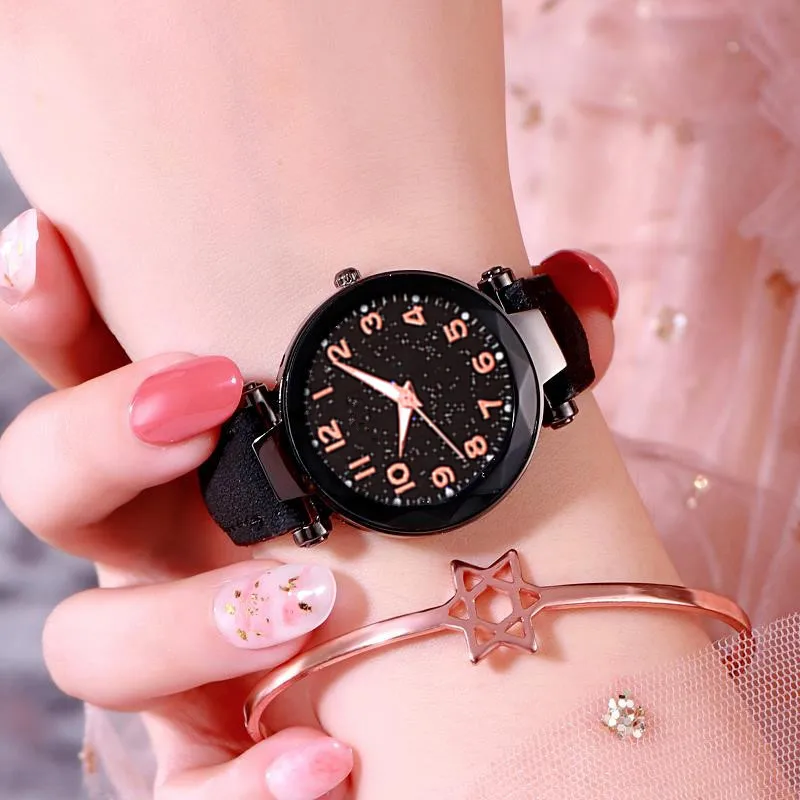 Прямая поставка женский часы мода Звездное небо кварцевые наручные часы женские роскошные золотые наручные часы Топ relogio feminino 2019