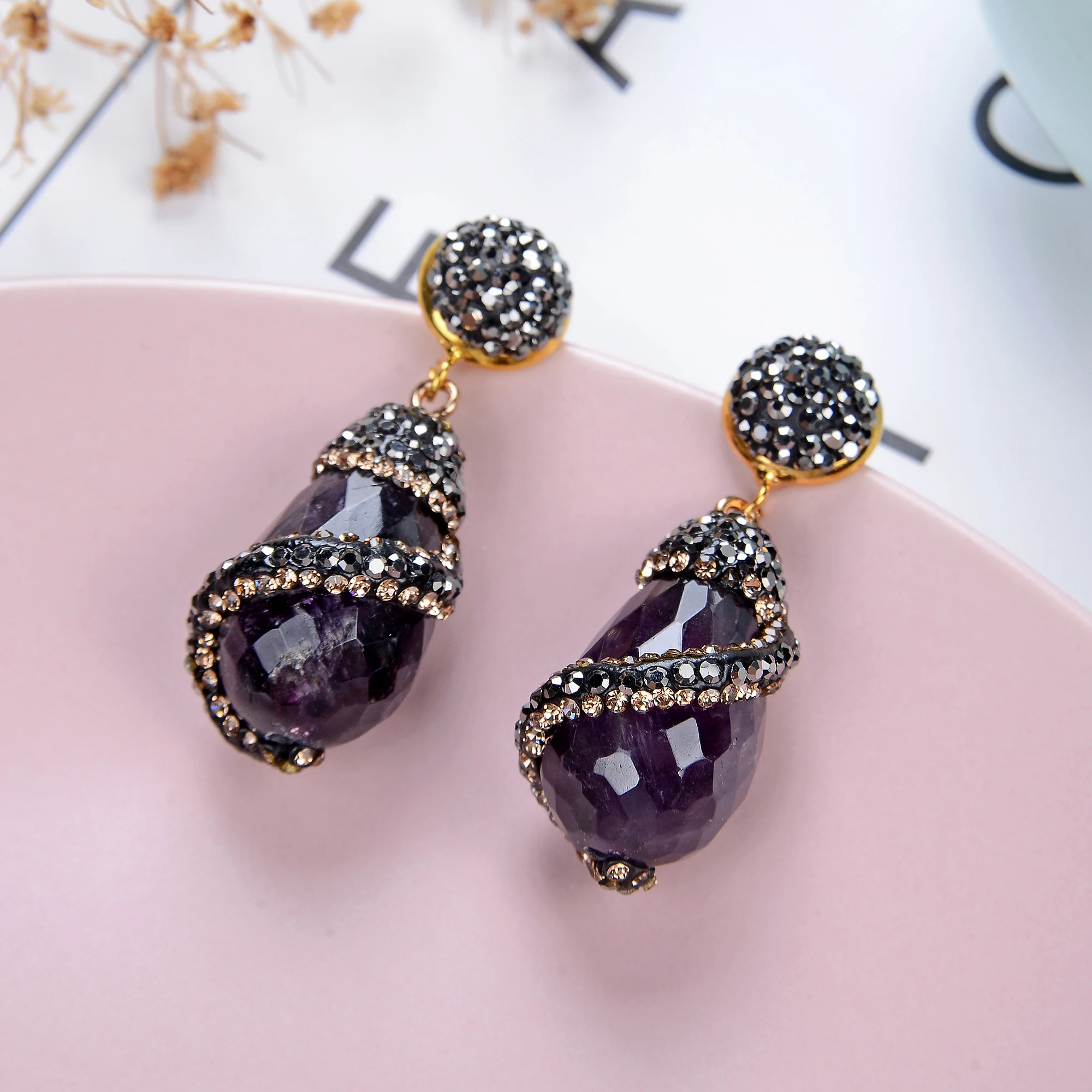 High Quality Natural Stone Women Drop Earrings Transparent Quartz Rock Exquisite Female Earring 2021 Fashion Jewelry wholesale - Image 3