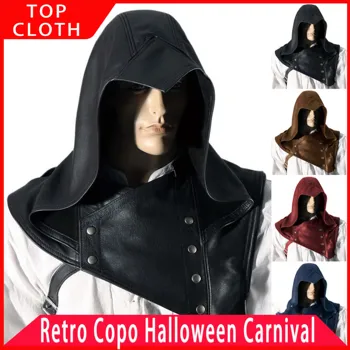 

Medieval Retro Armour Knight PU Leather Cloak Archer Viking Armor Warrior Soldier Hodded Robe Cape Halloween Cosplay Costume