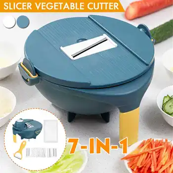 

9 in 1 Slicer Cutter Chopper Vegetable Cutter Grater Round Kitchen Multifunction Shred Grater Fruit peeler Wash Leaking Basin