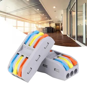 

50PCS 11~28AWG PCT-2-3 Conductor Terminal Block Electric Cable Wire Quick Wiring Connector Spring Lever Terminal Block
