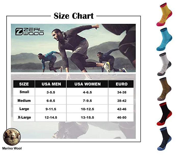 Running Socks, ZEALWOOD Men's Women's Anti Blister Socks Cycling Athletic Golf Socks Antibacterial Moistur, 1/3 Pairs