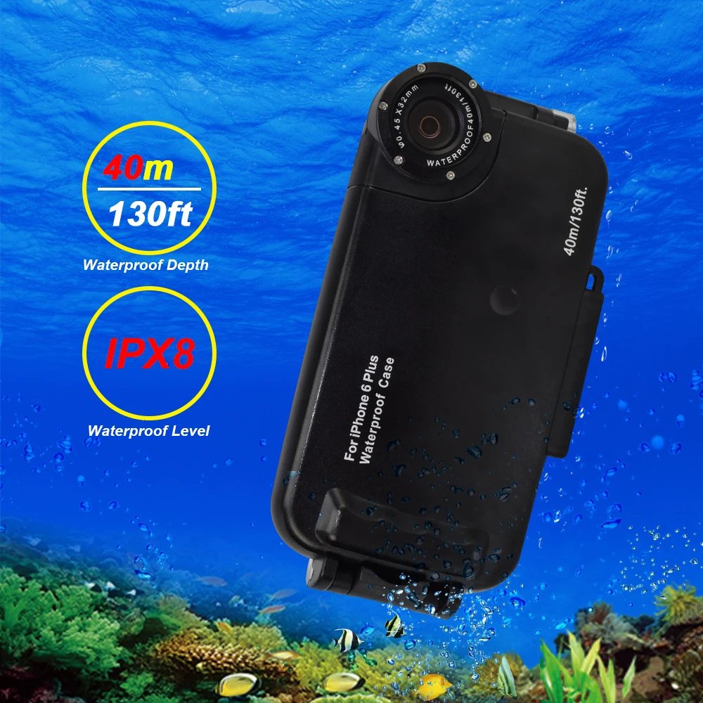 130 футов/40 м водонепроницаемый чехол для телефона для iPhone 6/6 Plus Профессиональный Подводный защитный чехол