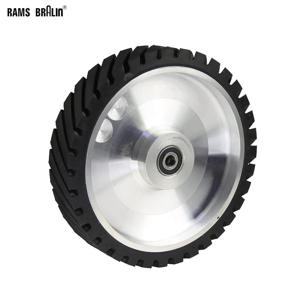14x2Serrated Rubber Belt Grinder Contact Wheel Rubber Wheel Contact Wheel Aluminum for Polishing with 1 Hole 45 Degree Thickness 