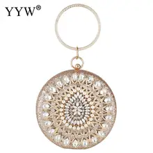 YYW, золотые блестящие стразы, Круглый вечерний клатч, элегантные женские сумки, свадебные вечерние сумочки, Кристальные клатчи