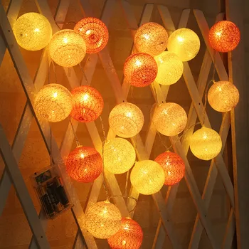 

Garland Cotton Balls String Lights Battery 220cm 20 Cotton Ball Light Chain Fairy LED Holiday Lights Birthday Party Gifts CD