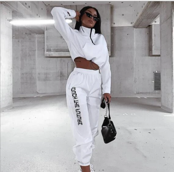 Letter Print Casual Workout Two Piece Set Women Summer Fashion Zipper Long  Sleeve Outfits Sporty Active Wear Top And Pants Set|Women's Sets| -  AliExpress