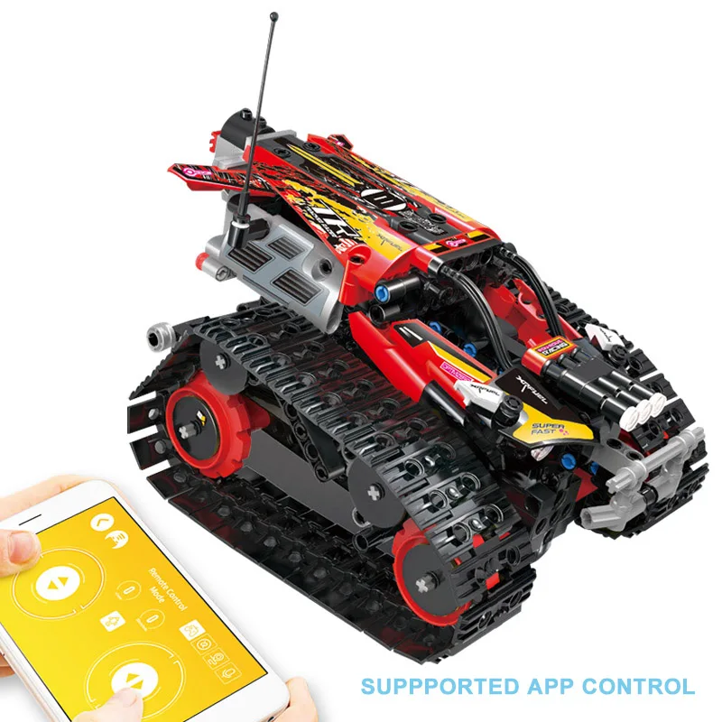 DIY Technic серии RC автомобиль трюк строительные блоки кирпичи дистанционное