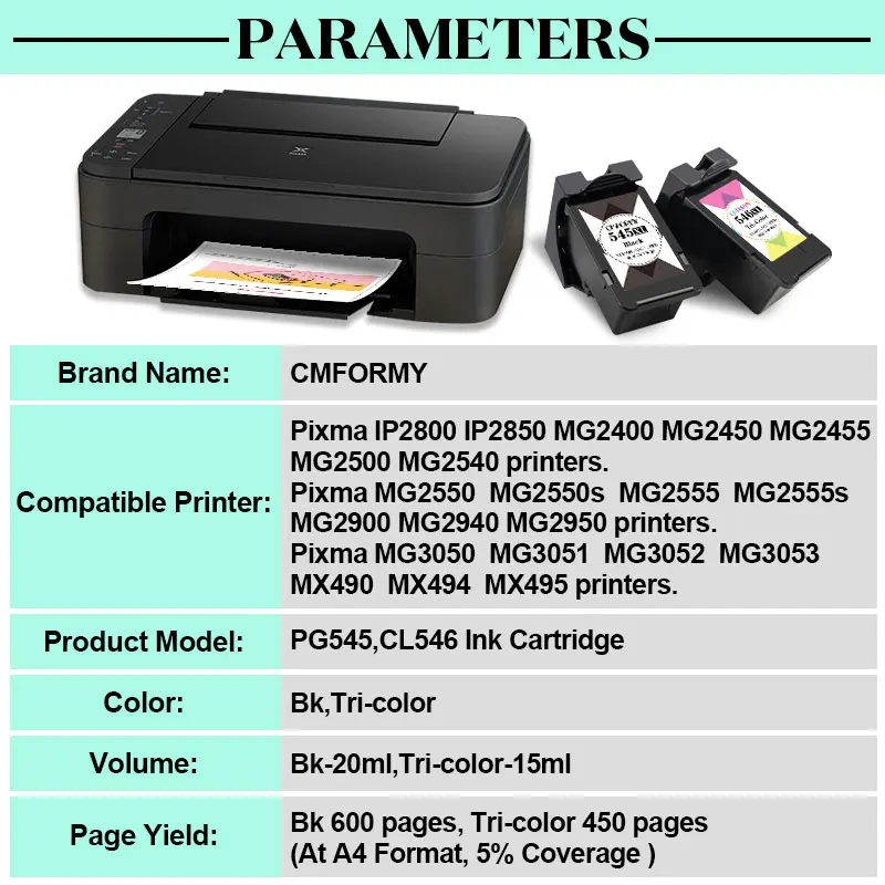 Cartucho de tinta negra tricolor PG545 CL546 para impresora Canon PG 545 CL  546 Pixma IP2850 MX495 MG2450 MG2550 MG2950 NS28, 2 uds.|Cartuchos de  tinta| - AliExpress