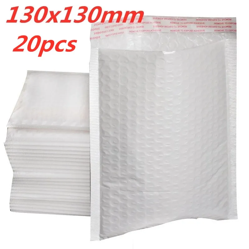 

20 PCS/Lot 130*130mm White Foam Envelope Bag Different Specifications Mailers Padded Shipping Envelope With Bubble Mailing Bag