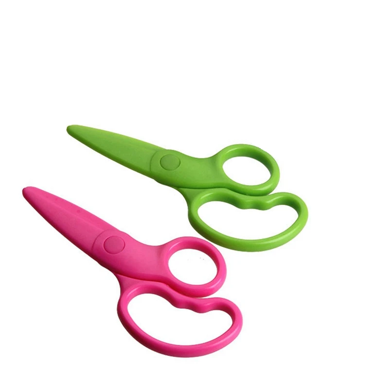 

handmade paper cuts colour ABS plastic scissors No hands hurt Office appliances Party Supplies Children's safety scissors