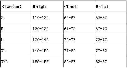 工厂儿童版尺码新