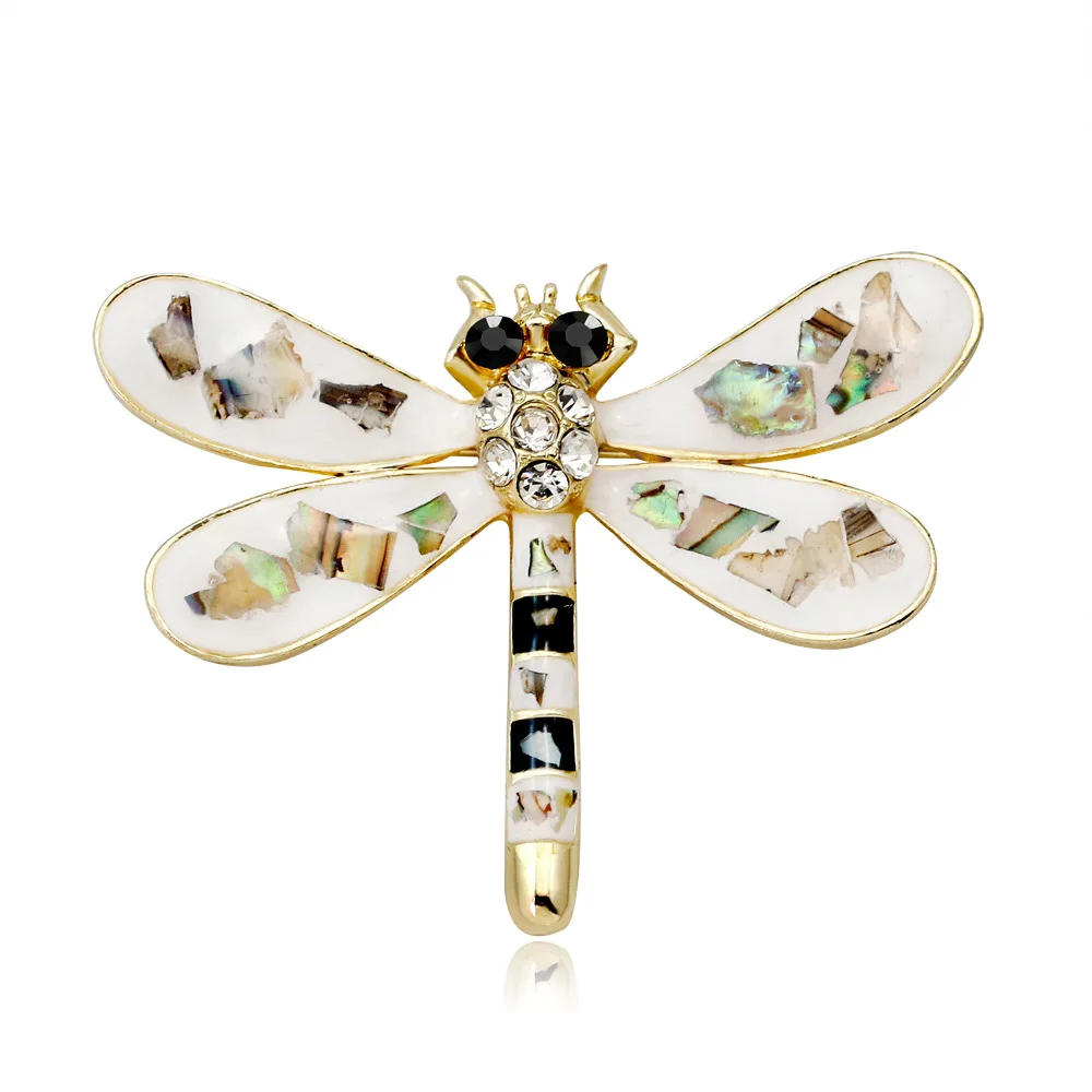 

Simple Fashion Personality Shell Dragonfly Brooch Pin for Women Men Crystal Insect Corsage Jewelry Accessories Gift AG126