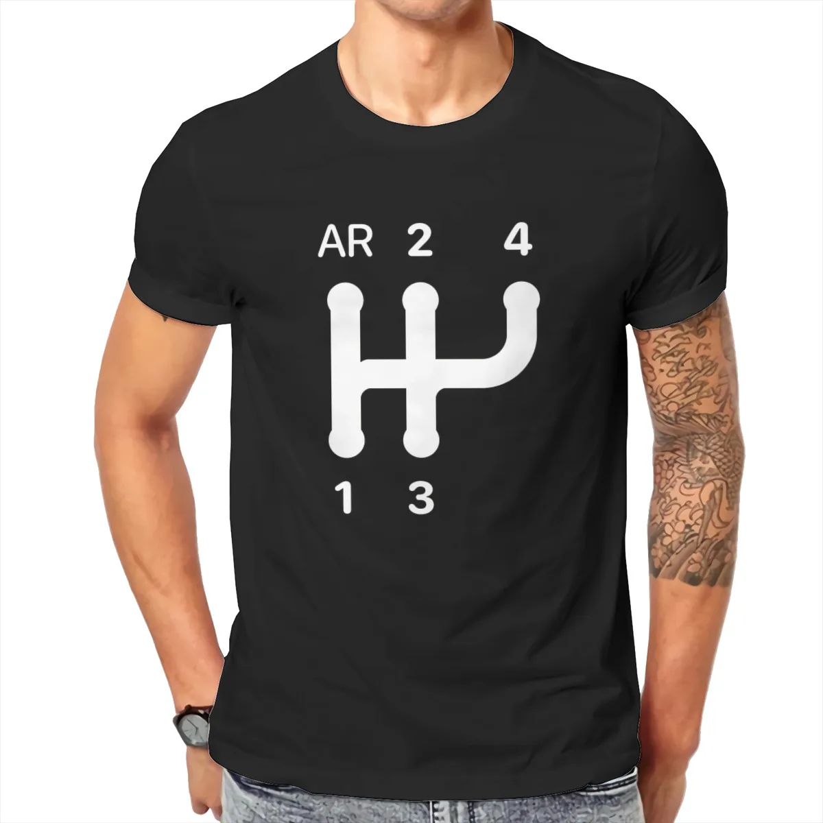 

2CV Gear Shift Pattern T-Shirt Men Birthday Gifts Short Sleeves Funny Tees O Neck 100% Cotton Clothes Humor T Shirt