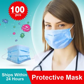 

In Stock 100 PCS Fast Delivery 3 Layer Disposable Mask Protective Mask Dustproof Mask Free Shipping