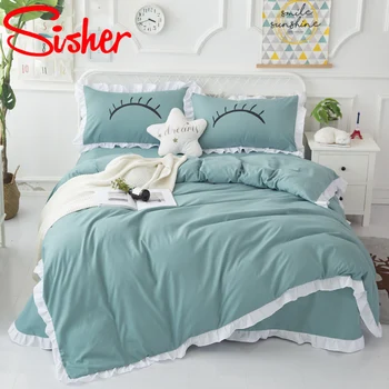 

Cartoon Cute Duvet Cover Set Modern Princess King Size Bedding Set Single Queen Bed Linen Sheet Eyelash Printing Qulit Covers