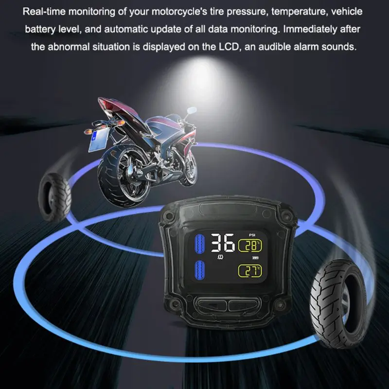 M3-B беспроводной мотоцикл TPMS в режиме реального времени шин давление мониторинга системы ЖК дисплей G6KC