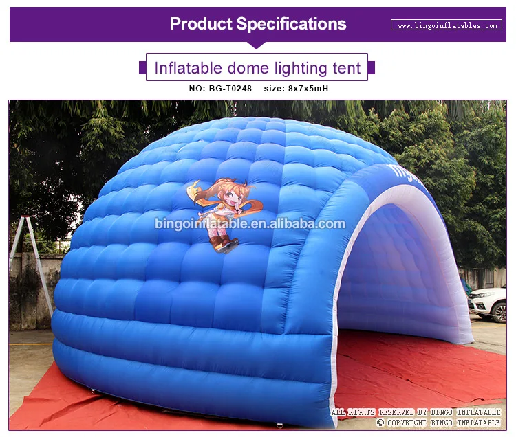 Персонализированные 8x7x5 м Надувные igloo палатки для мероприятий/синий наружный белый внутренний надувной тент/надувной igloo палатки для продажи