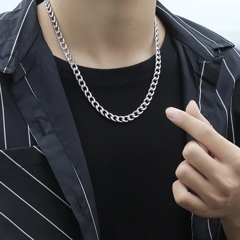 Stainless Steel Chain Necklaces for Women Men Long Hip Hop Necklace on The Neck Collar Fashion Jewelry Gift Accessories