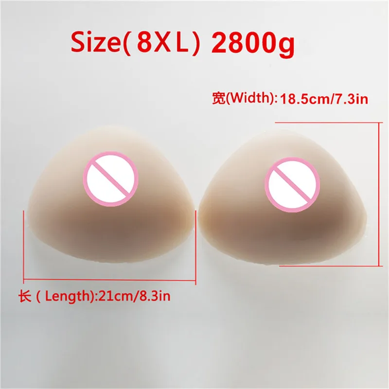 2800g/pair Triangle Silicone Fake Boobs Breast Forms Artificial Boobs For TV/TS Drag Queen Shemale Transgender Boobs Enhancer - Цвет: Skin