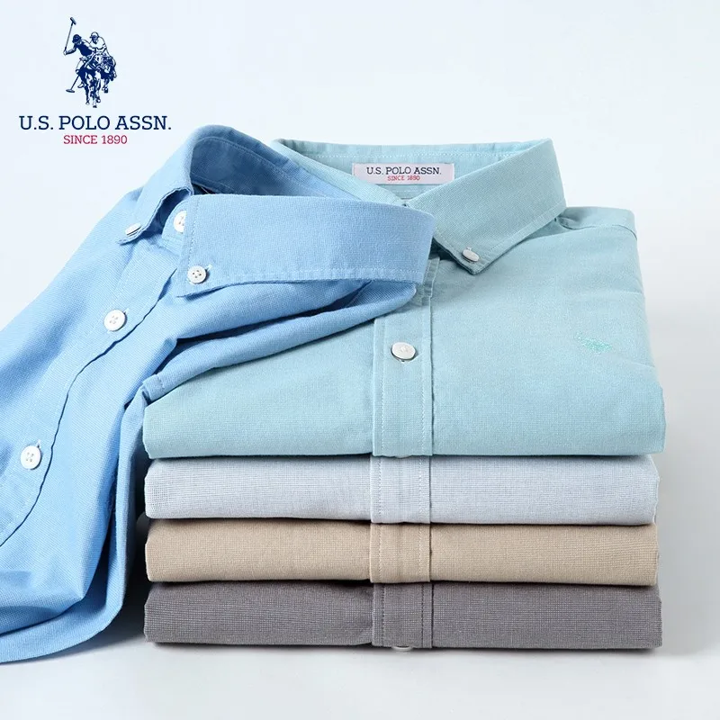 США Классическая хлопковая мужская рубашка Поло Assn с длинным рукавом модная