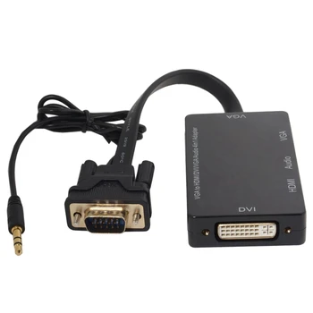 

FULL-Vga To Vga Audio Hdmi Dvi 4 In 1 Dongle Adapter Cable Multiport Splitter Converter For Hdtv Pc Monitor Projector Black