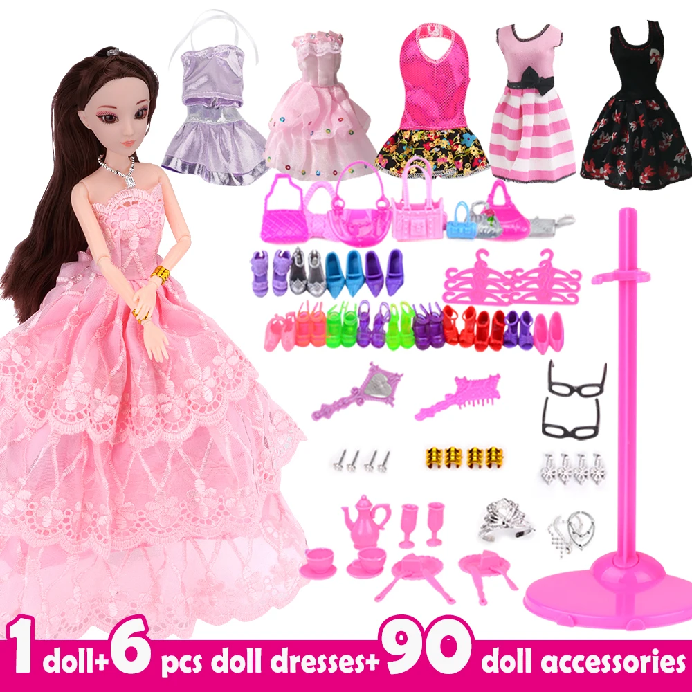 Партия 97 предметов куклы и аксессуары модные платья для девочек куклы конечная Мода Принцесса Набор Кукол