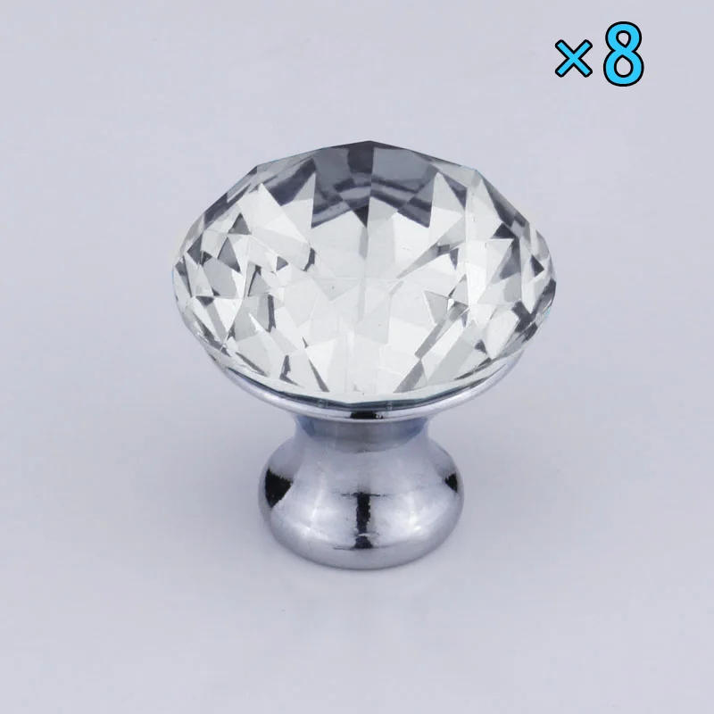 8 pcs 4/6/8/12/16 Pcs/Set Furniture Handle With Screw Clear Crystal Glass Door Knobs For Drawer Cupboard Cabinet Wardrobe DEC889 - Цвет: 8 pcs