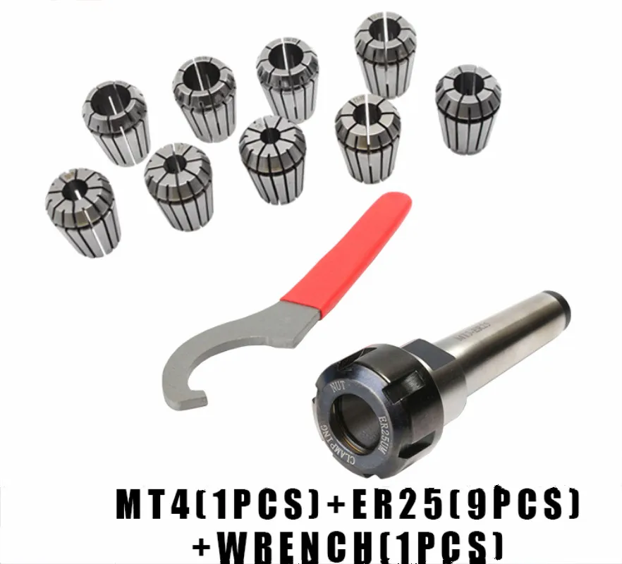 

ER25 Spring Clamps 9PCS MT4 ER25 1PCS ER25 Wrench 1PCS Collet Chuck Holder Face Milling Arbor Adapter for CNC Milling Tools