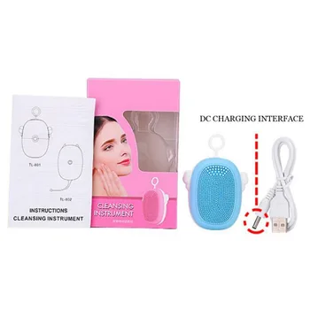 

New Electric Silicone Facial Brush Face Brush Cleansing Sonic Vibration Cleanser Deep Pore Cleansing Skin Massager