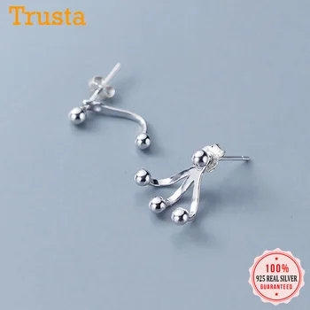 

Trustdavis 2019 100% 925 Solid Real Sterling Silver Asymmetric Beads Claws Stud Earrings For Girls Kids Lady Gift Jewelry DA276
