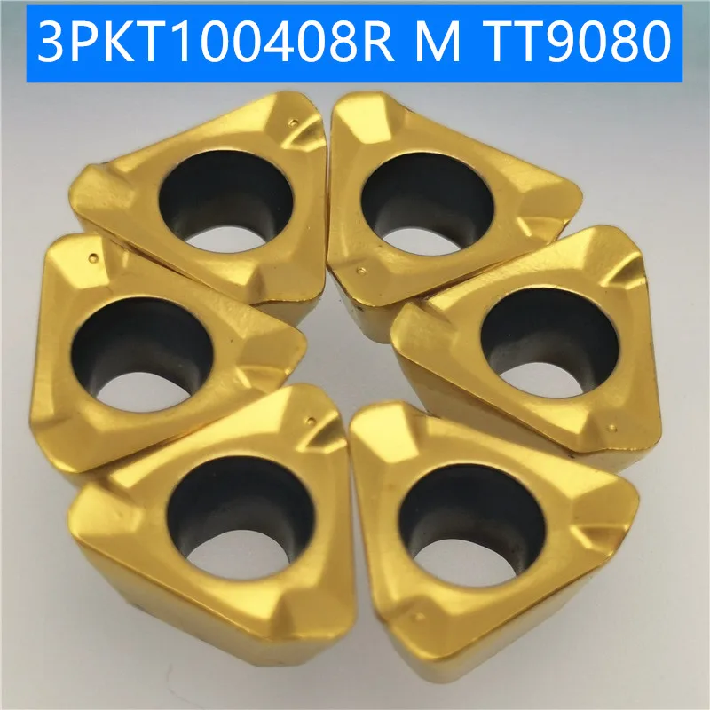 10 шт. 3PKT100408R M TT9080 поворотные твердосплавные вставки инструмент токарный фреза режущий инструмент для ЧПУ слот для резки