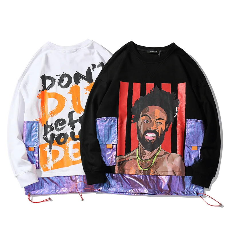 Sudaderas Горячая Moletom High Street Хип Хоп странные вещи мужские толстовки уличная свободная толстовка с большим карманом и принтом Harajuku