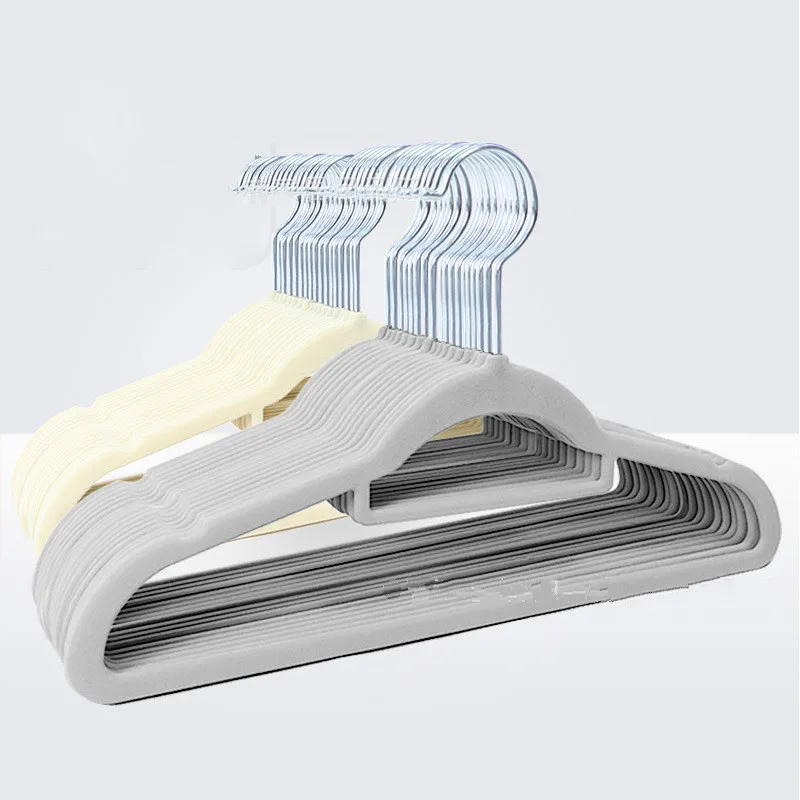 

Hanger Non-slip Plastic Flocking Velvet Coat Flocked Custom Hanger Seamless Drying Rack for Jacket Pant Dress Clothes 10pcS