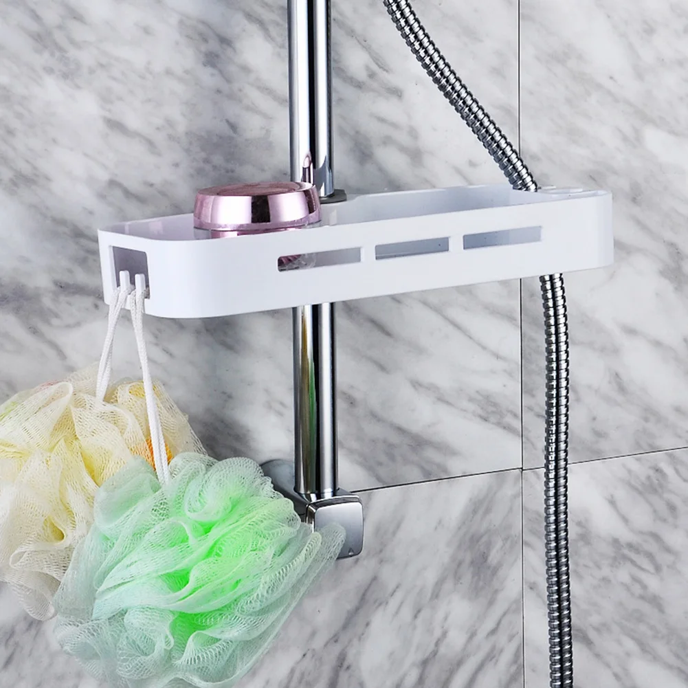 Adjustable Lift Bar Bracket Rack Accessories Drain Soap Shower Tray Organizer Holder Bathroom Shampoo Storage Shelf Home