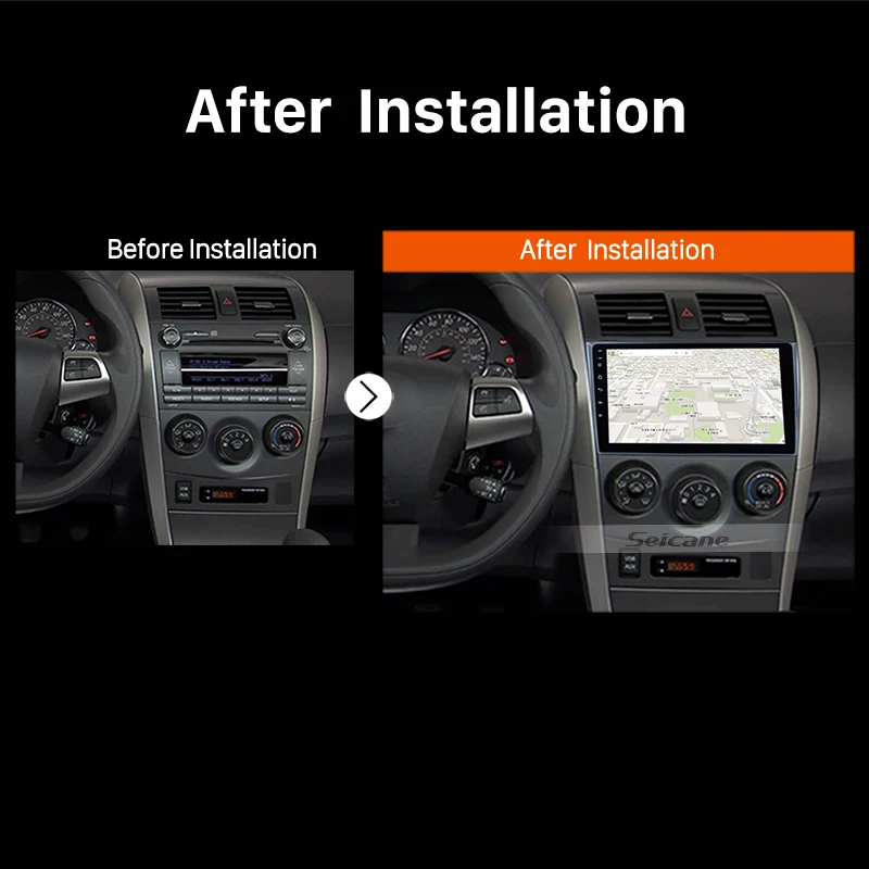 Best Seicane Car Radio For Toyota Corolla 2006-2012 Android 8.1/9.0 9 inch 2Din Tochscreen Head Unit GPS Navigation Multimedia Player 4