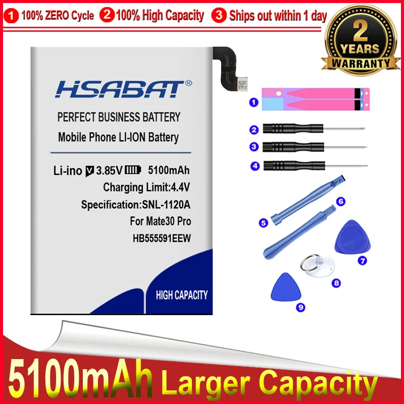 Аккумулятор HSABAT 0 Cycle 5100 мАч HB555591EEW для Huawei Mate30 Pro 5G / Mate 30 pro Mate30Pro сменный