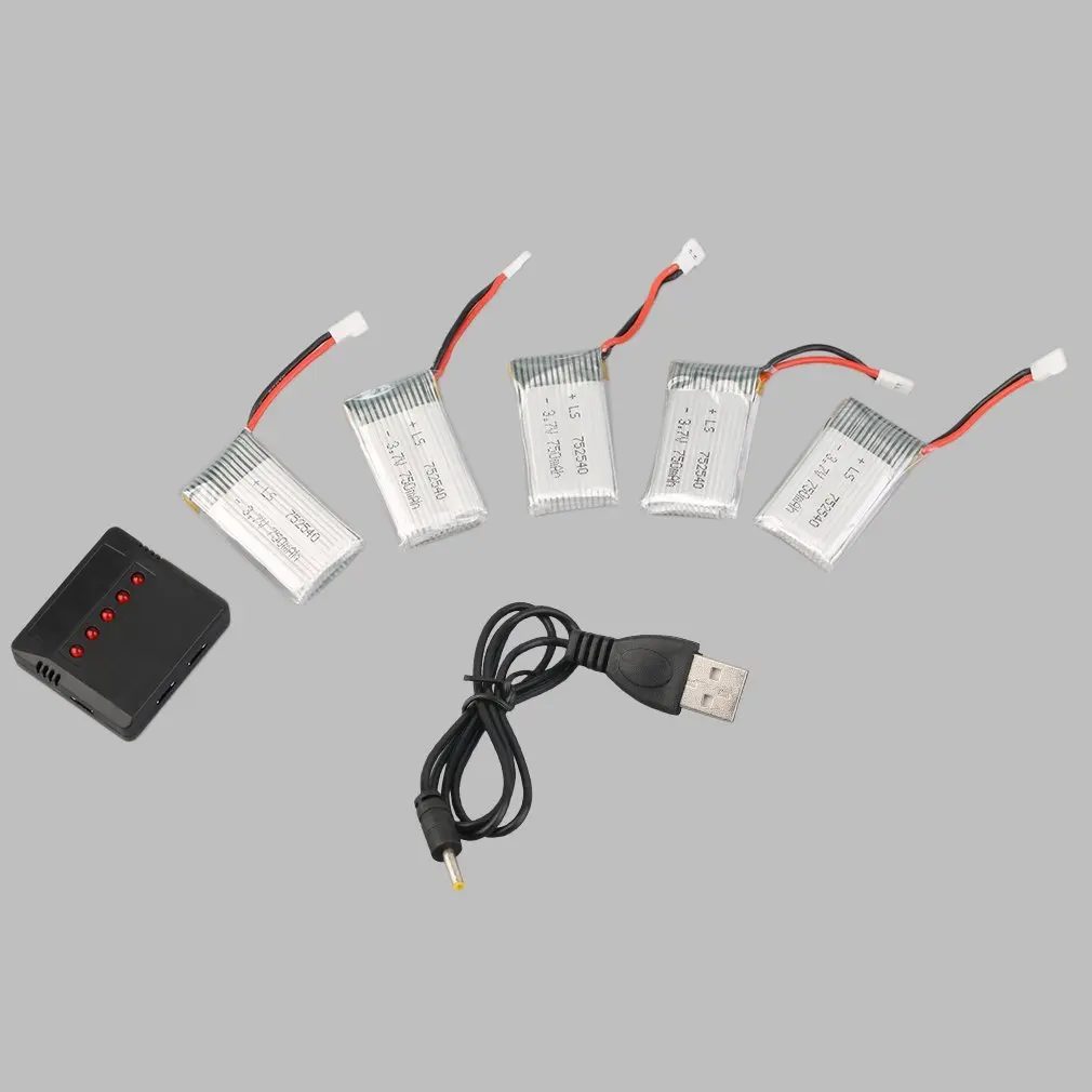 5 шт 3 7 V 750mAh аккумуляторная батарея с зарядным устройством + кабель для SYMA X5C |